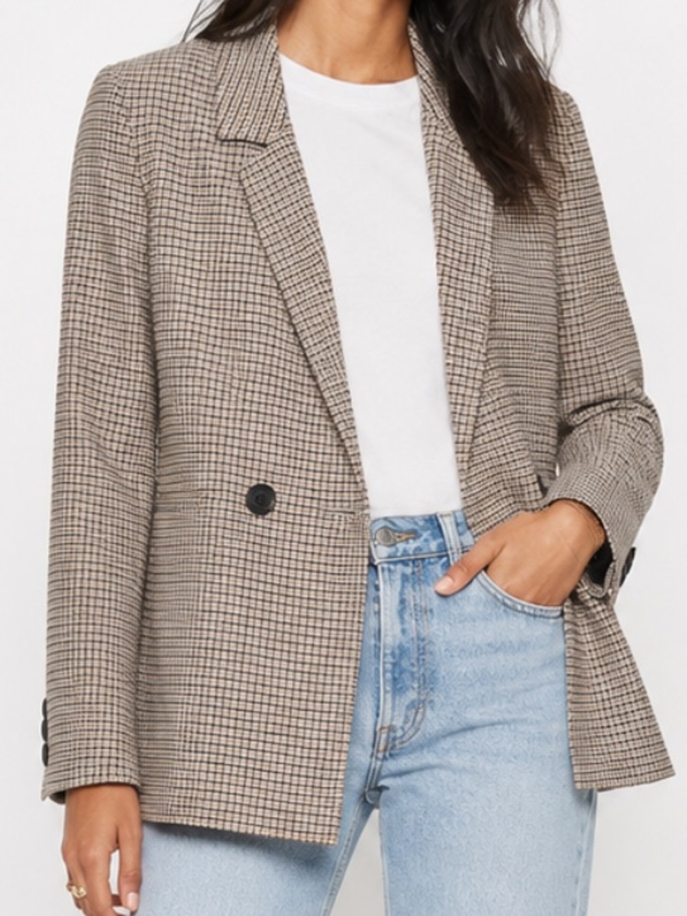 Anine Bing Women's Plaid Blazer - Brown and Black
